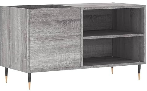 vidaXL Armoire à Disques, Support de Tourne-Disque, Armoire Latérale avec Rangement, Buffet de Salon, Moderne, Sonoma Gris Bois d'Ingénierie