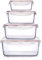 HUSANMP Lot de 4 Récipient Boîtes Alimentaire en Verre Extra large, Récipients de stockage en verre avec couvercles, Boîte de rangement hermétique sans BPA pour. (Rectangulaire & Orange)