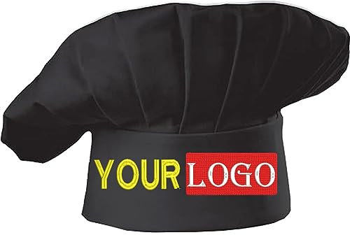 haoduanduan Gorra de chef con logotipo bordado personalizado y texto para cocinero, gorra de chef de cocina con transpirable para hombres y mujeres regalo, Negro, M-XXL