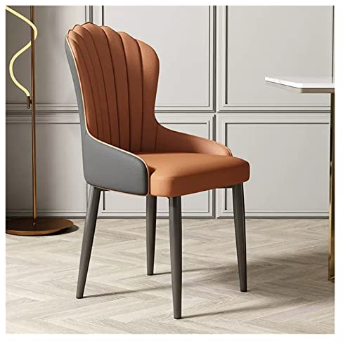 WIGSELBL Mid Century Moderne Esszimmerstühle Akzent Armlehnstühle Kunstleder Esszimmerstuhl Seitenstuhl mit Metallbeinen für Esszimmer Küche Wohnzimmer Schlafzimmer (Farbe: Orange)