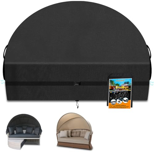 AXPQHL Abdeckung Sonneninsel Halbrund,Sonneninsel Schutzhülle aus 600D Schwerlast-Reißfest-Oxford-Gewebe,mit Belüftungsöffnungen Wasserdicht UV-Beständiges,für Sonneninsel,Schwarz (200 * 110 * 80cm)