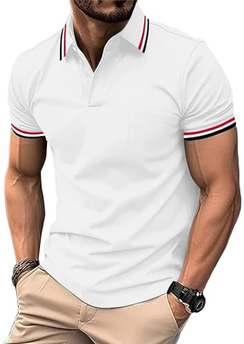 LLdress Polo Manches Courtes pour Homme Polo de Golf Léger Polo d'été T Shirt de Tennis Respirant