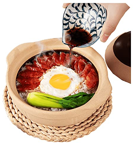 QKLGDETA Olla De Barro Japonesa, Olla De Barro Caliente, Olla Caliente De Loza De Cerámica Pretemporada, Olla De Barro De Loza, Fácil De Limpiar, Sin Grietas A Alta Temperatura, Cerámica/Hogar Cocid