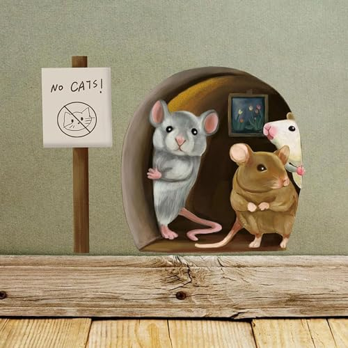 Mouse Hole Skirting Board Wall Art Sticker, Waterproof & Easy to Clean - Suitable for Bedroom, Living Room & Lounge