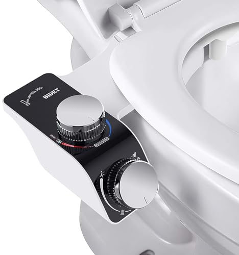 Bidet chaud et froid pour toilettes, bidet non électrique pour WC avec double buse, siège de toilette autonettoyant avec pression d'eau réglable et température