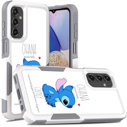 Candykisscase Ohana Stitch Family Meaning Pattern Shock-Absorption Hard PC and Inner Silicone Hybrid Dual Layer Armor Defender Case for Samsung Galaxy A25 5G
