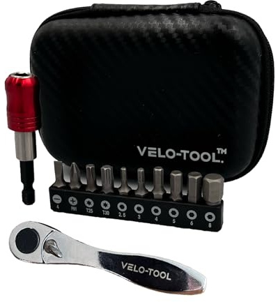 Velo-Tool Bicycle 1/4 Drive mini Ratchet Set with Organizer Case with EVA Construction, Waterproof Protection, Multiple Compartments