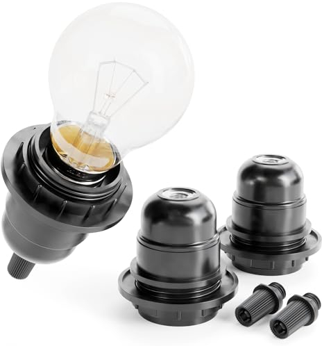 greate. 3x E27 Fassung schwarz - Lampenfassung E27 schwarz 250V 60W - Lampensockel E27 aus Kunststoff - Sockel E27 Lampenfassung - E27 Sockel Fassung für Tischlampe, Stehlampe oder Deckenleuchte