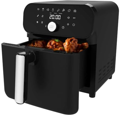 Cecotec Freidora de Aire con Doble Resistencia de 6L Cecofry Smokin' Duo 6000. 2000W, 2 en 1: Dorado Perfecto y Posibilidad de Ahumar, 13 Menús, Temperatura Regulable, Panel Táctil Multifunción
