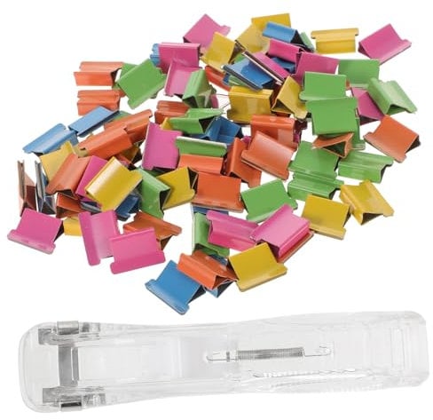 Sewroro 1set Clam Clip Dispenser Paper Clipper Refill Clips for Office School Construction Convenient One-Hand