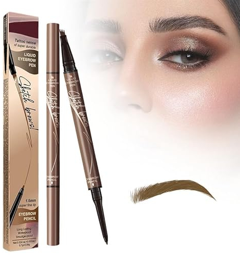 2 in 1 Magic 4 Spitzen Augenbrauenstift, 2024 Neuer wasserdichter 3D Microblading Augenbrauenstift Konturstift, Natürlicher, Langlebiger Microblading-Augenbrauenstift (Hellbraun)