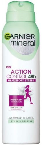 Garnier Mineral Action Control Deo Spray 48h Protects from excessive sweating, reduces the risk of wet spots, neutralizes unpleasant odors - 6 x 150 ml. (Pack of 6)