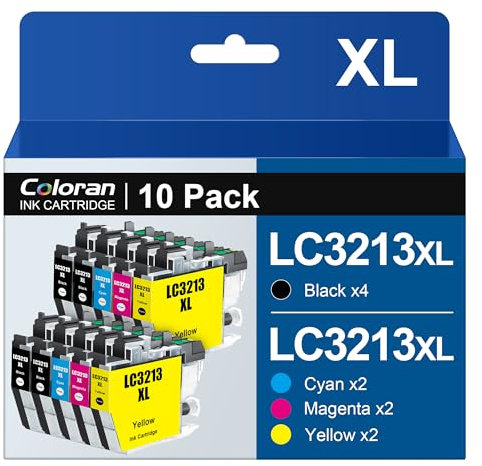 Coloran LC3213XL LC3211XL Kompatibel für Brother LC3213 Druckerpatronen LC3211, für Brother MFC-J497DW Druckerpatronen DCP-J572DW MFC-J491DW MFC-J890DW MFC-J895DW DCP-J772DW DCP-J774DW (10er-Pack)