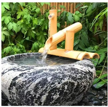 JTWWDM Fontaine D'extérieur en Bambou pour Décoration Jardin Japonais, Paysage Aquatique Zen Feng Shui avec Kit Pompe Réglable pour Décoration Pelouse Intérieure