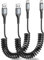 SUNGUY USB C Spiralkabel, USB A auf USB C Kabel[2 Stück 0.4m-1m] Schnellladekabel Android Auto USB Ladekabel Typ C Datenkabel für iPhone 16/15 Pro Max, Galaxy S24 S23 S22, Mi9/8