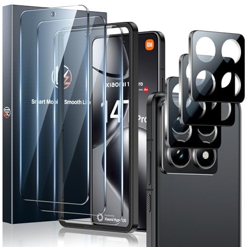 LK Schutzfolie für Xiaomi 14T Pro Panzer Schutz Glas, 9H Härte Schutzglas, 0.30mm Ultra Klar Displayfolie, Blasenfreie Fingerabdruck-ID Unterstützen, 3 Kameraschutz und 3 Folie mit Einbaurahmen