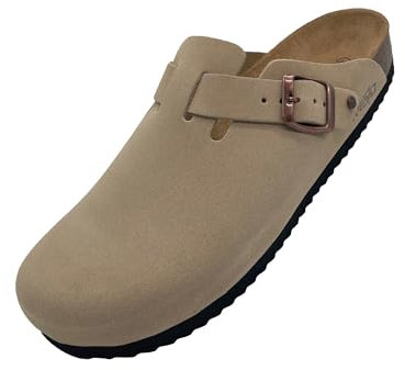 Revo Modische und bequeme unisex Kork-Fußbett-Pantoletten; Hochwertiges Leder; Nachhaltige Herstellung in Spanien (Beige, EU Schuhgrößensystem, Erwachsene, Numerisch, Breit, 46)