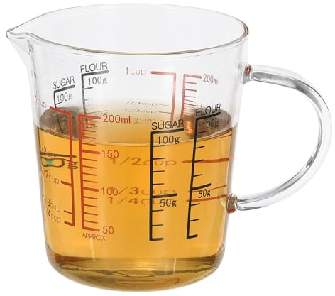PATIKIL Glass Measuring Cup with Handle, 200ml Glass Liquid Beaker Liquid Measure Cup with V-shaped Spout and Scales for Kitchen Restaurant, Clear