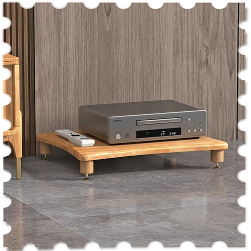 IMUNKT Massivem Holz AV-Regal, HiFi Rack Audioschrank 2/3/4 Etagen, Audio-Video-Medienständer, Stereo-Schrank Für Verstärker/Plattenspieler/Spielkonsolen/Platten(Wood Color,1Tier-10cm Tall)
