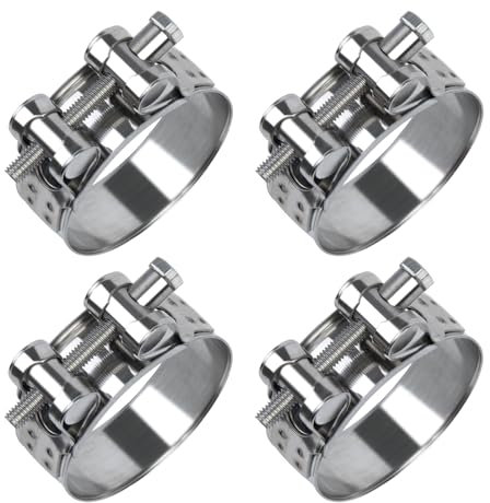 ilauke abrazaderas metalicas, 4 unidades, abrazaderas de manguera ajustables de 60 a 63 mm, clip de perno de acero inoxidable 304, tornillos de manguera, abrazaderas de tubo, surtido de clips para