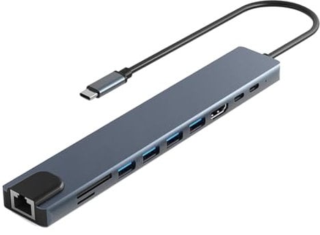 Suoumwa 10 in 1 USB C HUB 4K30Hz Docking Station Type C to HDTV-Compatible RJ45 Ethernet PD100W