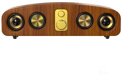 Bluetooth 5.0 Retro Wooden Speakers - Home Theater Surround Sound System for TV, Projector - Sound Bars