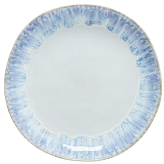 Costa Nova Speiseteller Brisa: Flacher Steinzeug-Teller mit reaktiver Glasur in Blau und Weiß, Spülmaschinen-, Mikrowellen-, Ofen- & Gefrierfest, Handveredelt, Stapelbar, Ø 27,7 cm