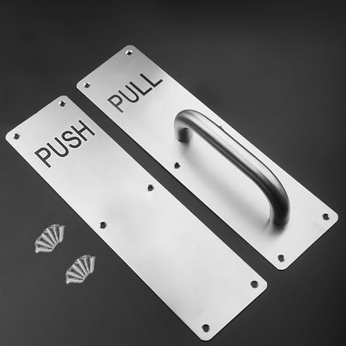 Succcuii Door Pull Handle Push Plate 30x8cm, Heavy Duty Stainless Steel Door Plate for Aluminium & Wooden Doors with Screws, Ideal for Fire Door Commercial Business Restaurants Garage