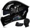 Bluetooth Modular Motorcycle Helmets, Flip Up Full Face Double Visor Motorbike Helmet ECE Approved, with Speakers and Microphone, for Adults Men Women City Rides Moped M~XXL