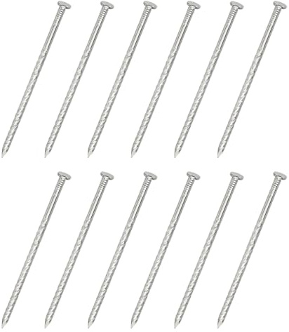 sourcing map 20Pcs Fence Deck Nails, 5 Inch 304 Stainless Steel Spiral Deck Nail Spiral Shank Spikes for House Floor Repairing Wall Woodworking, Silver