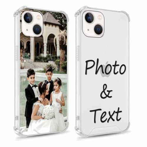 Coiwxmoi Personalisierte Handyhülle für iPhone 15, Personalisiert Hülle mit Eigenem Bild Foto Selbst Gestalten Transparent Schutzhülle, Individuelle Design Stoßfest Silikon Case für iPhone 15 6,1''