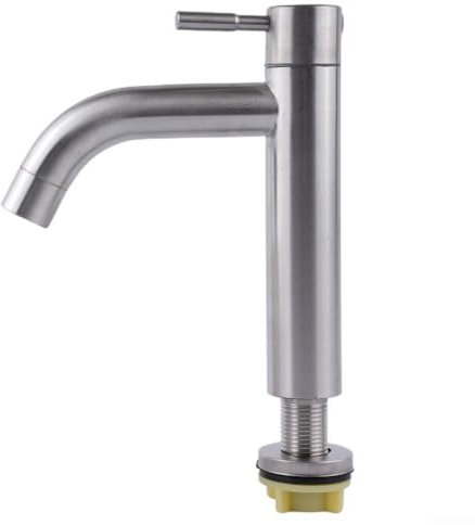 Besttoolifes Grifo de agua fría SUS304 de acero inoxidable para fregadero de cocina, grifo de agua fría de un solo orificio para cocina, exterior, jardín y bar