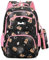 CYGMRFH Zaino Scuola Bambina Rosa con Trousse Coordinata Stampa Capybara 3 Scomparti Grandi Tasche Interne Spallacci Regolabili Zaino Oxford Impermeabile per Scuola Elementare Asilo Bambine (Nero)