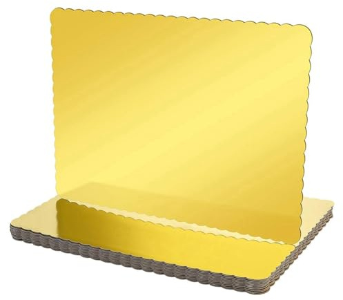 Wzxksoac Quarter Cake Sheet 14x10 Inch Gold Foil 20 Pack Rectangle Cake Board Disposable Cardboard Cake Bases for Baking Gold