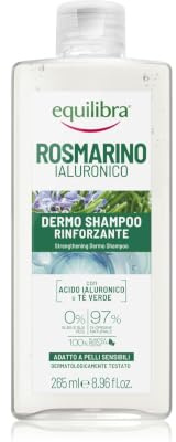 Equilibra Rosmarino Ialuronico Dermo Shampoo Rinforzante, 265 ml | con Acido Ialuronico, Olio Essenziale di Rosmarino, Tè Verde,per Tutti I Tipi di Capelli, 97% ingredienti di origine naturale