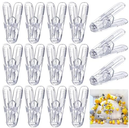 CRASPIRE 20 Pack Clear Plastic Spring Clamps Backdrop Arch Clips 2.4 Inch Small Mini Clear Balloon Cloth Spring Clamp Clips for Balloon Arch Birthday Crafts Backdrop Woodworking Photography Decoration