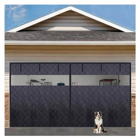 LXBAMKEA Magnétique Thermique Isolant Garage Rideau De Porte, avec Fenêtre Transparente/sans Fenêtre, Extérieur Porte Couverture, Épaisse Coton Coupe-Vent Occultant Rideaux De Porte(Black)