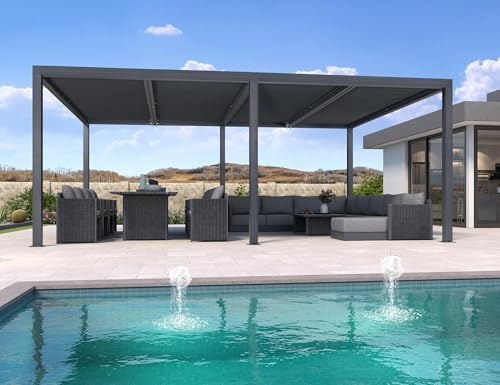 PURPLE LEAF Pergola Bioclimatique Aluminium 6 x 4,24 m, Jardin Hôtel, Gris