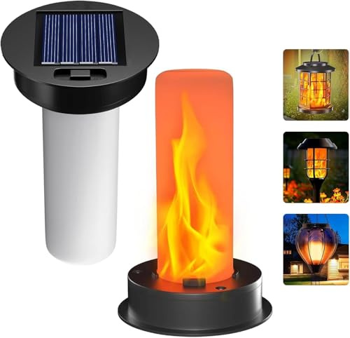 2 Stück Solarleuchten Ersatz Top,7cm Solar Ersatzdeckel Solarpanel Hängende,Solarleuchten Ersatz für Außenlaternen mit Flamme Effekt,Garten Solarleuchten Ersatzteile für Außen Garten Terrasse