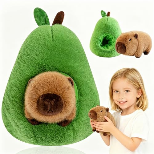 TENGWA Capybara Kuscheltier Avocado 35 cm Kissen Groß Capybara Avocado | Abnehmbar 2 In 1 Wasserschwein Kuscheltier Abnehmbares Geschenke Geburtstag Weihnachten für Jungen und Mädchen
