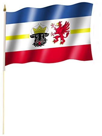 Stockflagge MECKLENBURG-VORPOMMERN Flagge ca. 30 x 45 cm mit ca. 60cm Stab/Stock