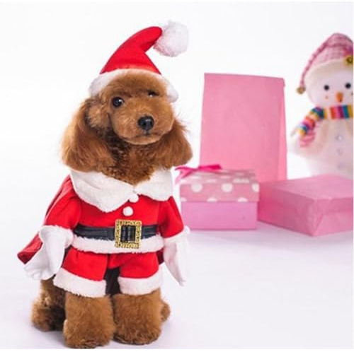 NACOCO Pet Christmas Costumes Dog Suit with Cap Santa Claus Suit Dog Hoodies Cat Xmas Costumes (Red, S)