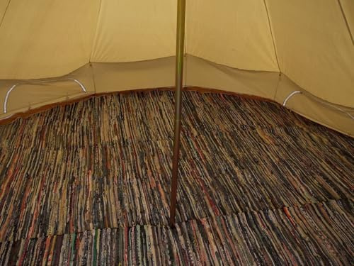 Bell Tent Boutique Chindi Zeltteppich – Handgewebt aus recycelter Baumwolle – Halbmond/Vollmond-Option – Für 3 m bis 6 m Zig-Glockenzelte geeignet (3m Vollmond (2 × Halbmond))