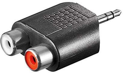 Audio Adapter | 3,5 mm Klinke Stecker auf 2X Cinch Buchse | Stereo Y Adapter RCA Verbinder Chinch Laptop Tablet Smartphone | Schwarz