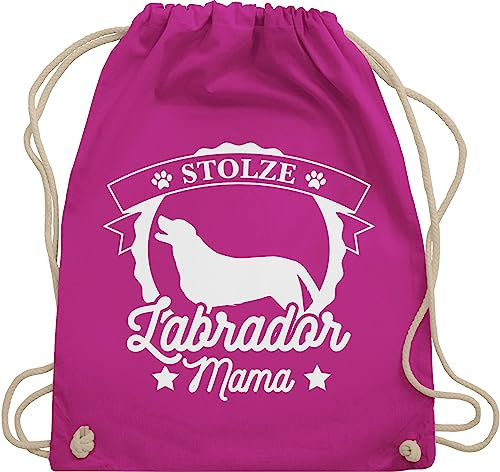 Turnbeutel Rucksack - Geschenk für Hundebesitzer - Stolze Labrador Mama - Unisize - Fuchsia - tasche hund hundefan lanrador beutel sachen hundeliebhaber hundefans hundemama trainingsbeutel hunde