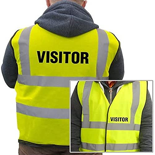 Printed Visitor Hi-Vis High Visability Safety Vest Waistcoat - Yellow