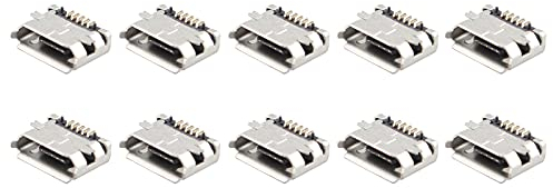 Futheda Lot de 10 Connecteurs Micro USB Type B Femelle, 180 degrés, 5 Broches SMD SMT à souder pour téléphone