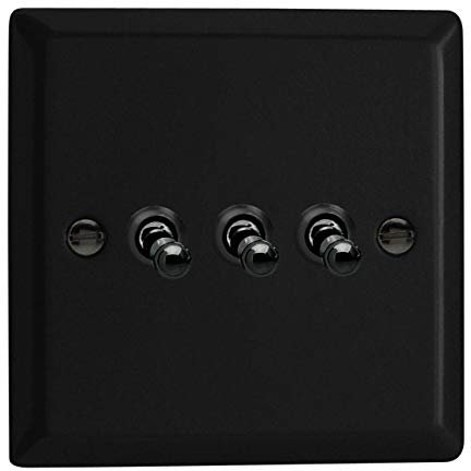 Varilight Triple Light Switch 2-Way - Urban Matt Black with Iridium Toggles