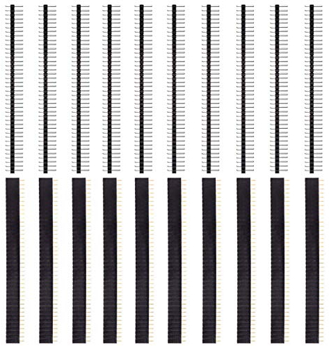 Youmile 10 Pair of 5x Male and 5x Female Single Row 40 Pin Header Strip Male-Female Pin Header and Male-Male to 2.54mm Single Row