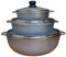 IMUSA Tapa de vidrio natural Colombiano tradicional colombiano y ventilación de vapor, 3 piezas (1.4/3.4/6.6) cuartos de galón, plateado (juego de horno holandés)